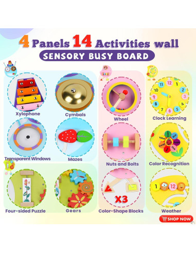 Panel Sensorial Interactivo Muiofang Oruga 40x33cm para Niños