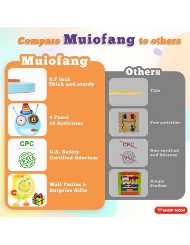 Panel Sensorial Interactivo Muiofang Oruga 40x33cm para Niños