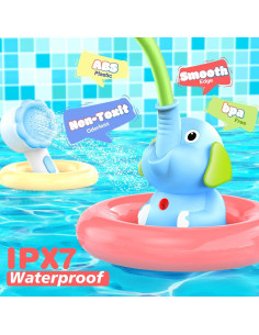 Cabezal de ducha para bebés EDCREATY elefante recargable azul 2