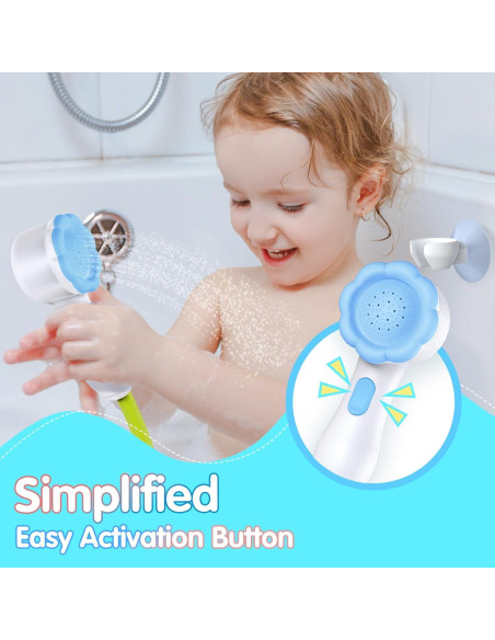 Cabezal de ducha para bebés EDCREATY elefante recargable azul