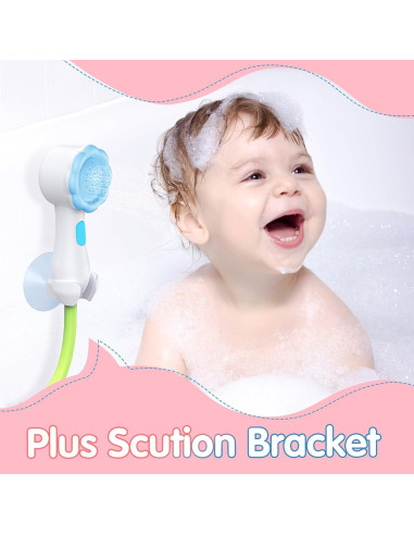 Cabezal de ducha para bebés EDCREATY elefante recargable azul