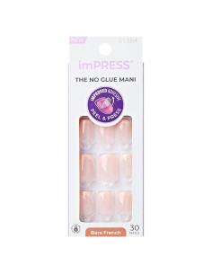 Uñas Postizas KISS imPRESS Francesas Heroico Cortas 30 Uñas