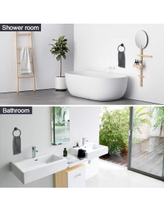 Anillo de Toalla Autoadhesivo GERUIKE Acero Inoxidable Negro 2