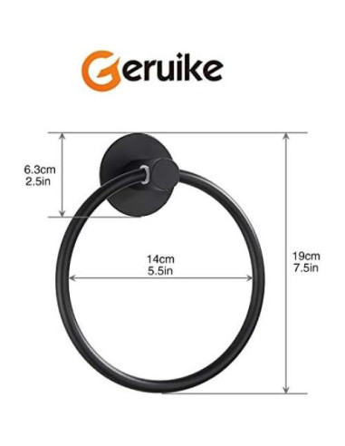 Anillo de Toalla Autoadhesivo GERUIKE Acero Inoxidable Negro