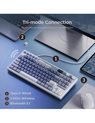 Teclado Mecánico Inalámbrico RK Royal Kludge M87 RGB 75%