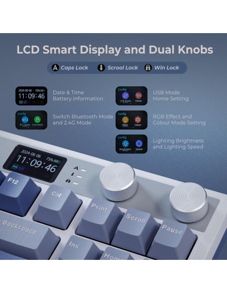 Teclado Mecánico Inalámbrico RK Royal Kludge M87 RGB 75%