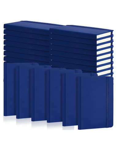 40 Cuadernos A6 Laumoi Azul con Banda Elástica y Cinta