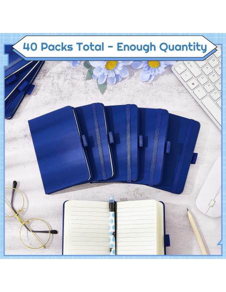 40 Cuadernos A6 Laumoi Azul con Banda Elástica y Cinta