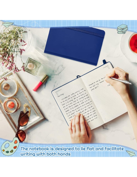 40 Cuadernos A6 Laumoi Azul con Banda Elástica y Cinta