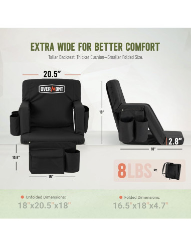 Sillas de Estadio Plegables Overmont 2pcs con Soporte y Reclinable