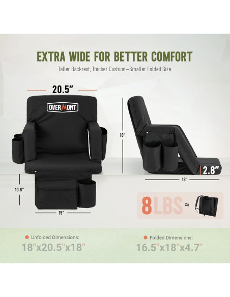 Sillas de Estadio Plegables Overmont 2pcs con Soporte y Reclinable Sillas de Estadio Plegables Overmont 2pcs con Soporte y Reclinable