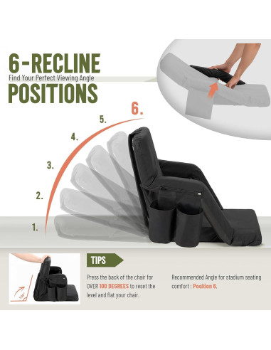 Sillas de Estadio Plegables Overmont 2pcs con Soporte y Reclinable