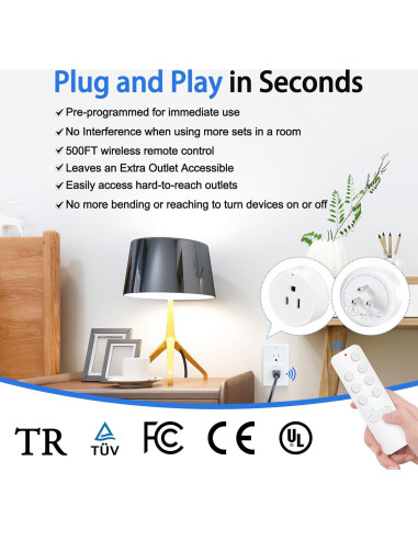 Enchufe de Control Remoto GREENCYCLE 15A 1500W Temporizador