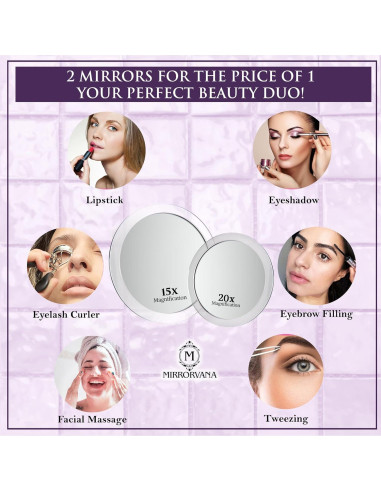 Juego de Espejos de Aumento 20X y 15X Mirrorvana - Compacto