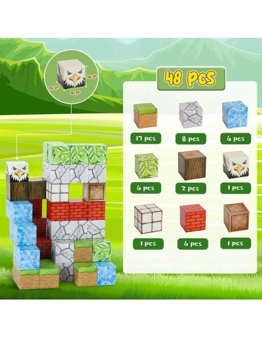 Bloques Magnéticos ITEFDTUTNE 48PCS Juguetes para Niños 3-12 Años