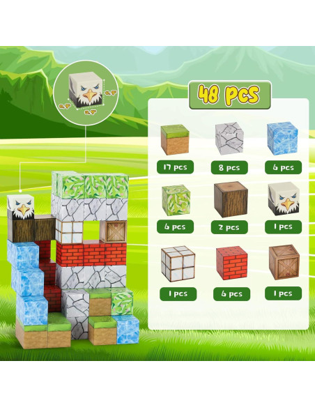Bloques Magnéticos ITEFDTUTNE 48PCS Juguetes para Niños 3-12 Años