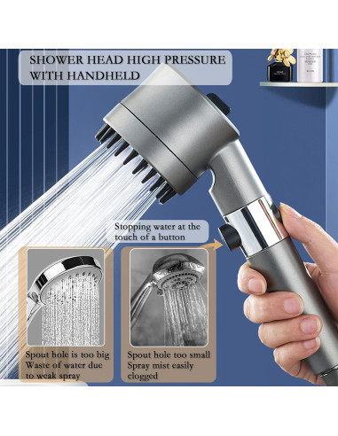 Ducha de Masaje Multifuncional Musibo HUASA1, 3 Modos, 120 cm