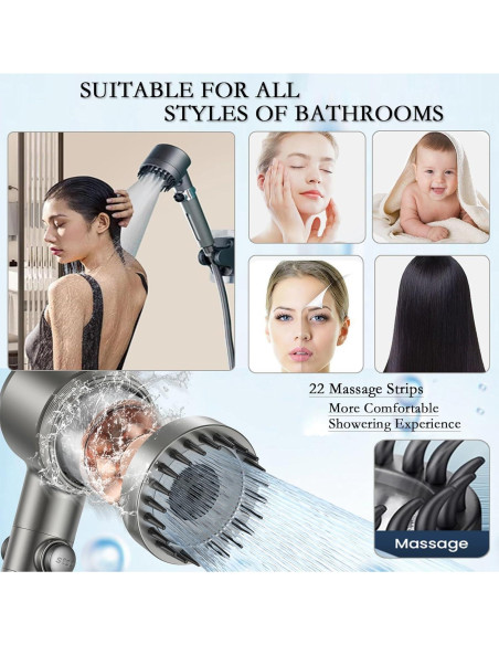 Ducha de Masaje Multifuncional Musibo HUASA1, 3 Modos, 120 cm