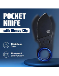 Clip de Dinero Schutzen Royal Blue con Cuchillo de Titanio 2