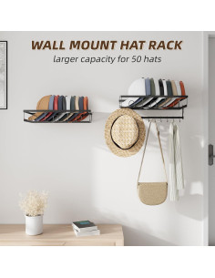 Perchero de Metal para Pared Fanado, Organizador de 50 Sombreros 2