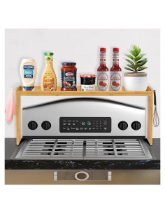 Estante de Cocina LByng de Bambú 78.74 cm con Ganchos