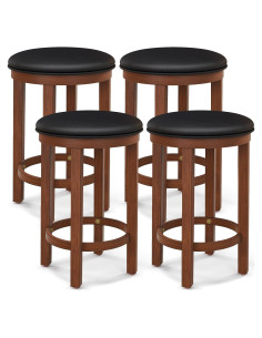 Conjunto de 4 Taburetes de Bar Giantex, Altura 63.5 cm, Negro y Nogal