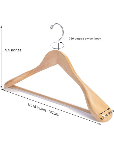 Perchas de abrigo de madera Nature Smile - 6 unidades 40.64 cm