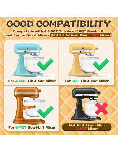 Accesorio para Hacer Helados FOKIEE para Batidoras KitchenAid 2L