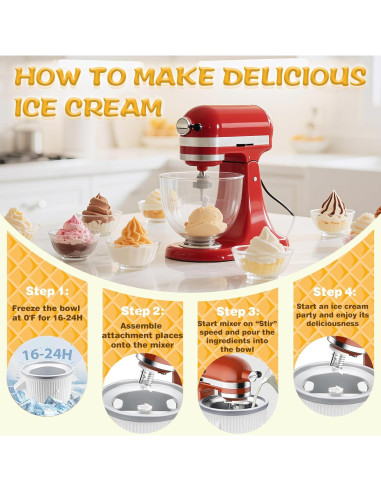 Accesorio para Hacer Helados FOKIEE para Batidoras KitchenAid 2L