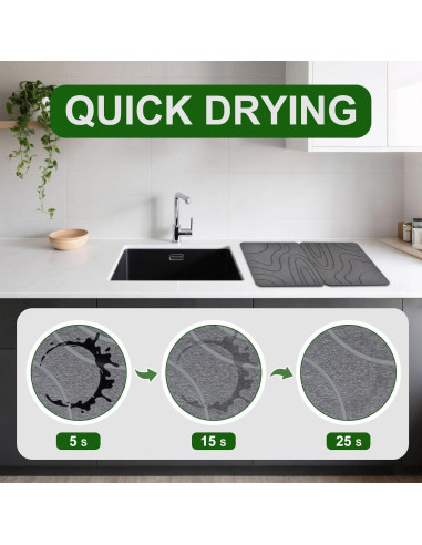 Alfombrilla de Secado de Piedra Diatomácea 2 Paquetes 40x30cm