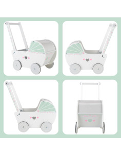 Andador de Madera para Bebés 1 Año - Carrito de Compras Blanco 2