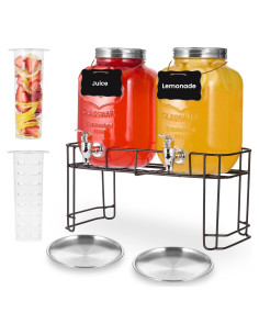 2 Dispensadores de Bebidas de Vidrio Quald 3.78L con Grifo