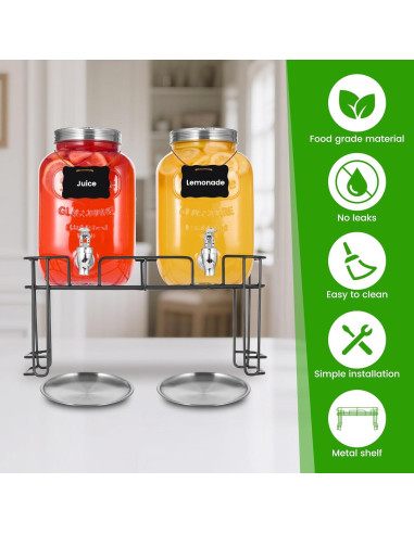 2 Dispensadores de Bebidas de Vidrio Quald 3.78L con Grifo
