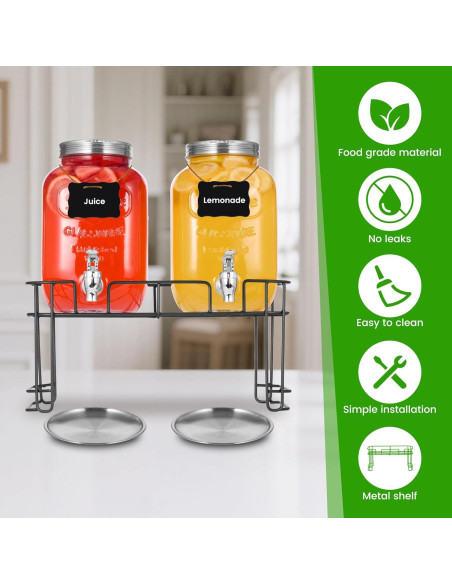 2 Dispensadores de Bebidas de Vidrio Quald 3.78L con Grifo