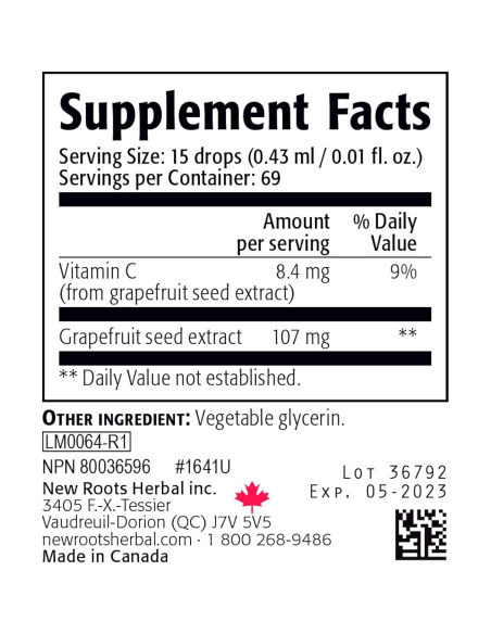 Extracto de Semilla de Pomelo New Roots Herbal 30ml - Salud General