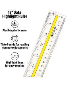 Regla de lectura acrílica Westcott 38 cm con guía tintada - Paquete de 2 2