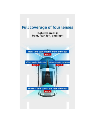 Dash Cam 4 Cámaras 1080P WDHOICAR con Pantalla IPS y WiFi
