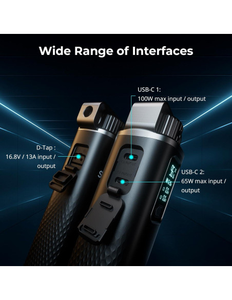 Empuñadura de Batería SMALLRIG 99Wh 6800mAh Carga Rápida USB-C