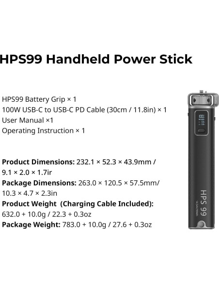 Empuñadura de Batería SMALLRIG 99Wh 6800mAh Carga Rápida USB-C