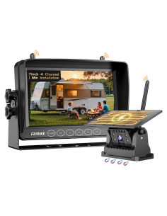 Cámara de Respaldo Inalámbrica Solar FEISIKE 7" 1080P con Grabación