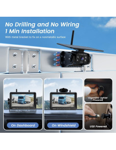 Cámara de Respaldo Inalámbrica Solar FEISIKE 7" 1080P con Grabación 2