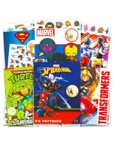 Conjunto de Tatuajes Temporales Superhéroes 150 Piezas