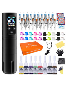 Kit de Tatuaje Inalámbrico KVM con Pluma OLED y 57 Accesorios