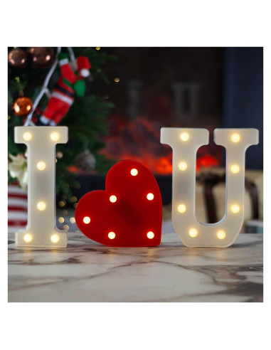 Luz de Letras LED SKYPHAROS I LOVE U Blanca Cálida 22.5 cm