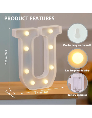 Luz de Letras LED SKYPHAROS I LOVE U Blanca Cálida 22.5 cm