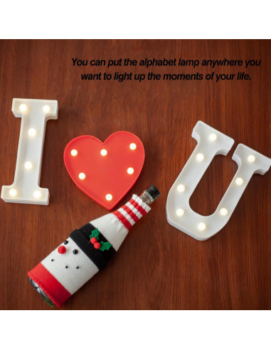 Luz de Letras LED SKYPHAROS I LOVE U Blanca Cálida 22.5 cm