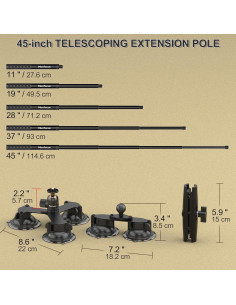 Soporte de Coche por Succión Minifocus S1401 con Palo de Selfie 114cm 2