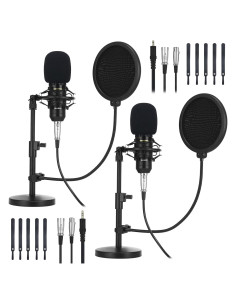 Kit de Micrófono de Condensador XLR Sherr - 2 Piezas, Soporte y Accesorios