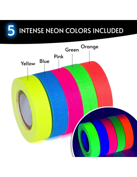 Cinta Brillante Glow King 1.27 cm x 5.49 m Neón UV para Fiestas