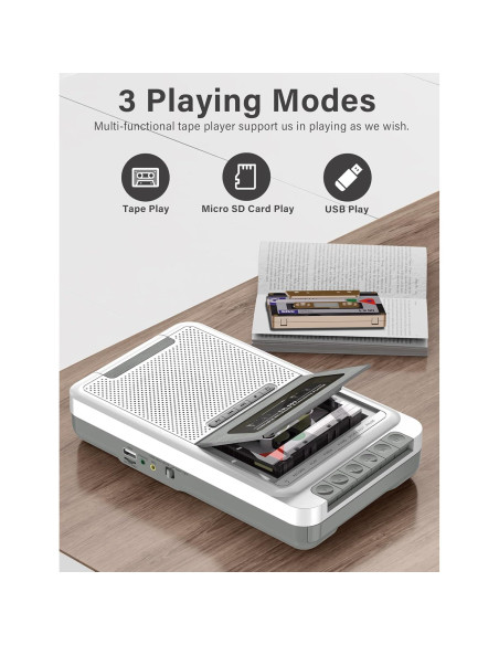 Reproductor de Cassettes Portátil Dingmi 669W Blanco - Graba en USB y TF